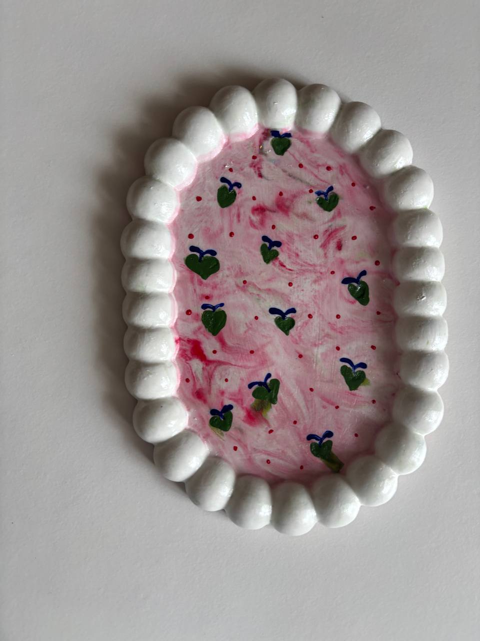 Strawberry Blush Trinket Tray — handmade resin trinket tray by Craftique