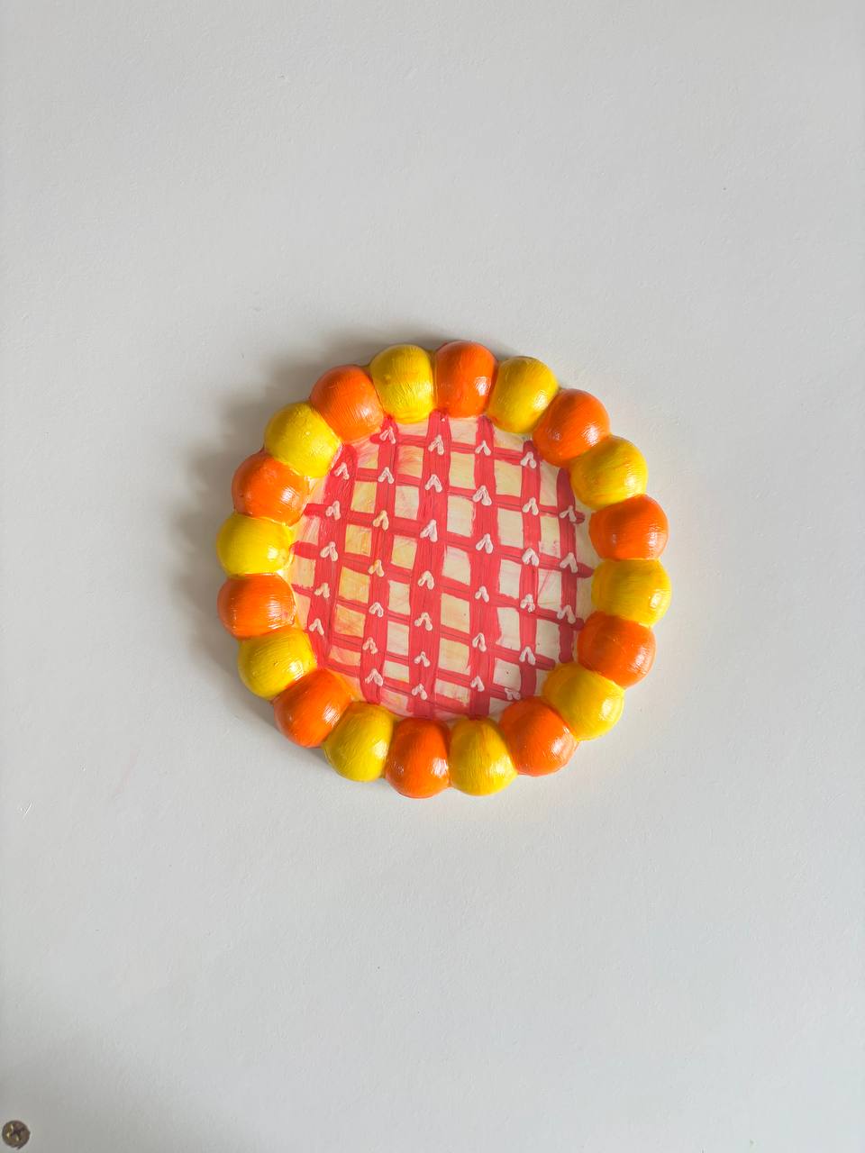 Sunshine Picnic Tray — handmade resin small bubble trinket tray, 12 cm diameter × 1 inch height