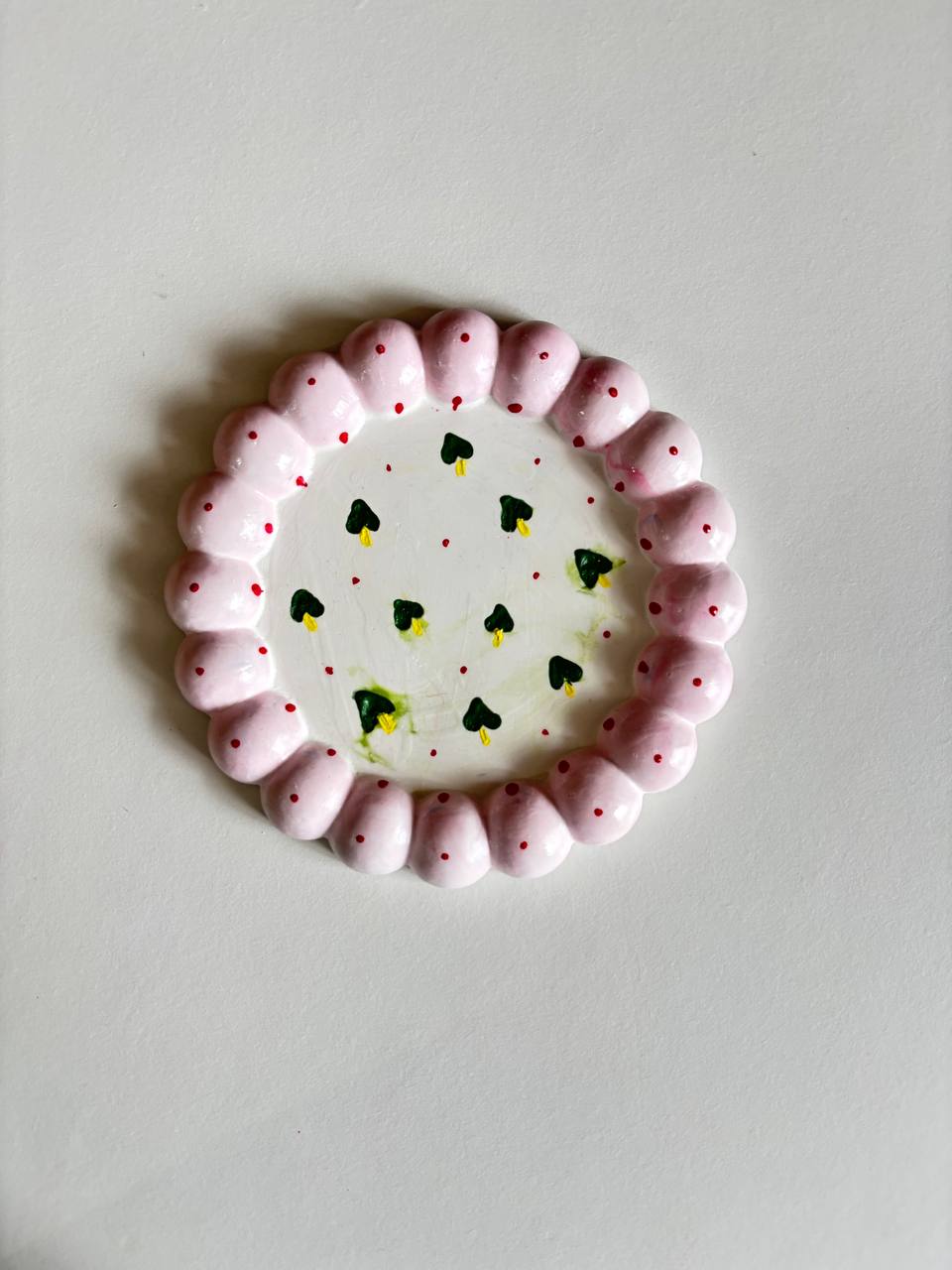 Sweet Pink Bloom Tray — handmade resin small bubble trinket tray, 12 cm diameter × 1 inch height